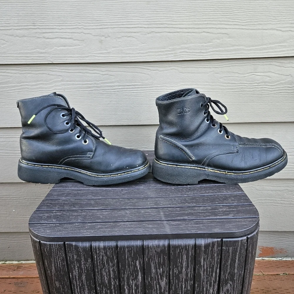 Dr Martens 9303 Vintage Black Leather Combat Boots Lace Up Made England Mens 8